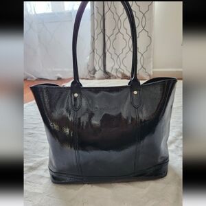 Longchamp Black Patent Leather Tote